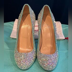 Christian Louboutin Tiffany Blue Swarovski Crystal Strass Heels Size 37